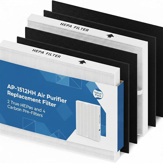 AP-1512HH Replacement Filter Set Compatible with Coway Airmega AP-1512HH / AP-1512HHS / 200M Air Purifiers, 2 HEPA Filters and 4 Carbon Pre-Filters