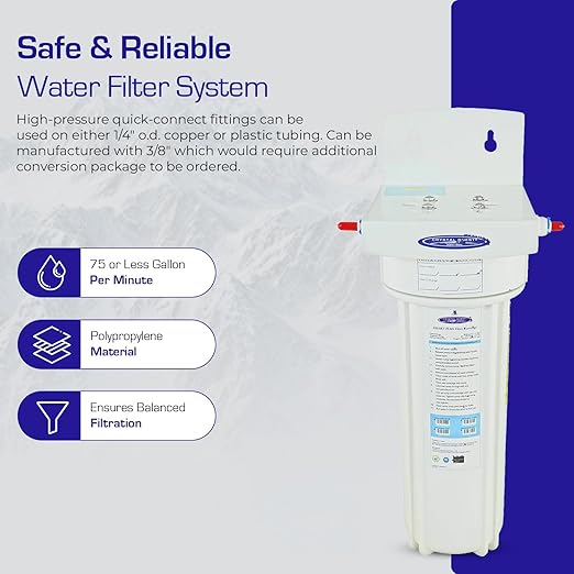 Crystal Quest Smart Ultimate in-Line Water Filter System - Filters Up to 30,000 Gallons - Inline Water Filtration for Refrigerator, Ice Maker, Coffee Maker - High-Performance 6-Stage Water Filter