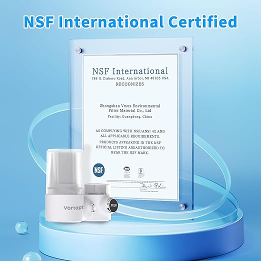 Vortopt 360° Rotating Faucet Water Filter,400 Gallon,NSF/ANSI 42 Certified Water Filter for Sink Faucet,Reduces 99% Chlorine,Odor,Fits Most Standard Faucets,3 Month Lifespan,White.