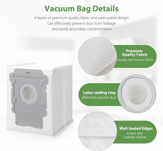 20 Pack Vacuum Bags for iRobot Roomba i7 i7+ i8 i8+ i3 i3+ i4 i4+ i6 i6+ j7 j7+ j9+ s9+ 104 105 405 504 505 705 Combo 10 Max, i s j Vac Series, All Clean Base Automatic Dirt Disposal Bags