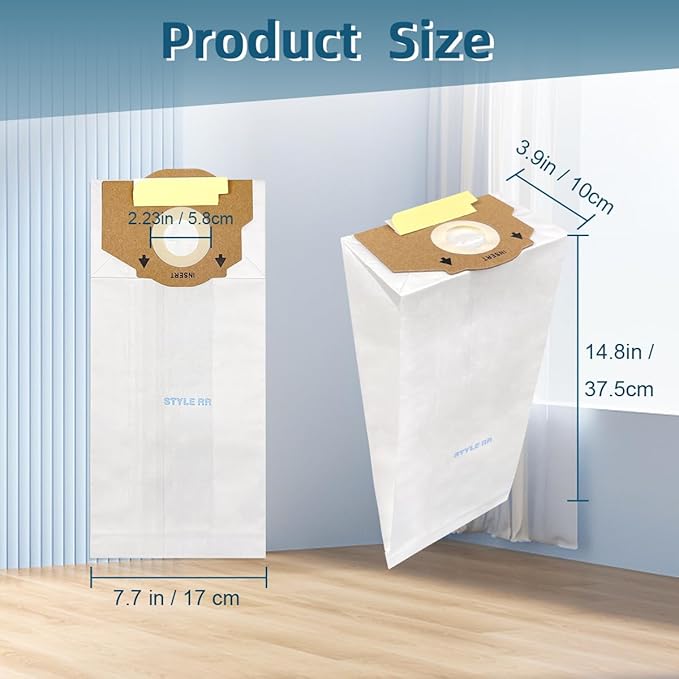 12 Packs Replacement Vacuum Bags Compatible with Eureka RR, Part# 61115 Boss Smart Vac 4800 Series, Style RR Upright Vacuum Bags