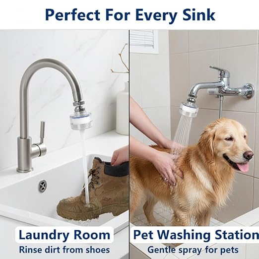 3 Pack Sink Water Filter Faucet, Universal 360 ° Rotating Bathroom Sink Filter, Kitchen Faucet Water Filter Removes Chlorine Fluoride Heavy Metals Hard Water for Home Bathroom Kitchen