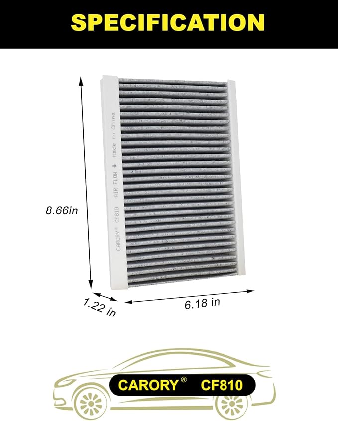 Cabin Air Filter w/Activated Carbon for Jeep Compass (2017-2026), Renegade (2015-2024), Fiat 500X (2016-2023), 500L (2014-2020), Dodge Hornet (2023-2025), OE# 68267921AA, 68212070AA, CF11810