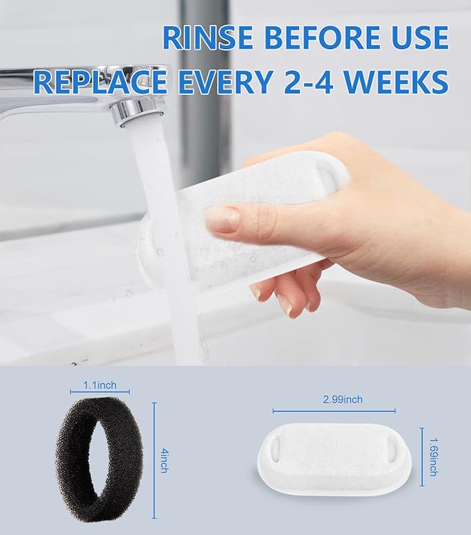 Cat Water Fountain Filters, 8 Pack Pet Replacement Filters with 8 Sponges for Stainless Steel 67oz/2L, 108oz/3.2L and 135oz/4.0L Faucet-Shaped Pet Water Fountain Dog Water Dispenser