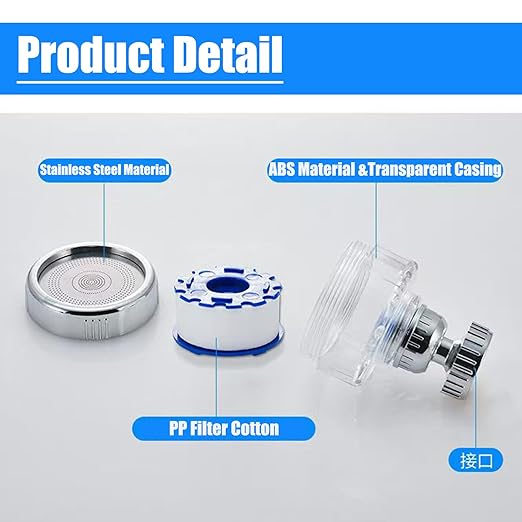 21Pcs Sink Water Filter Faucet with Cartridges Set, Universal 360 ° Rotating Kitchen Faucet Water Filter Removes Fluoride Heavy Metals Hard Water Compatible with Most Kitchen/Laundry Sink Faucets