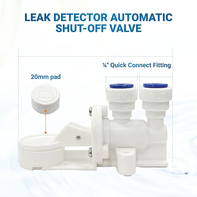 Max Water Leak Detector Automatic Shut-Off Valve – Stop Water Supply When Water Leaks for RO (Reverse Osmosis) and Under Sink Water Filtration System (Leak Detector Shut Off Valve 20 MM Pad)