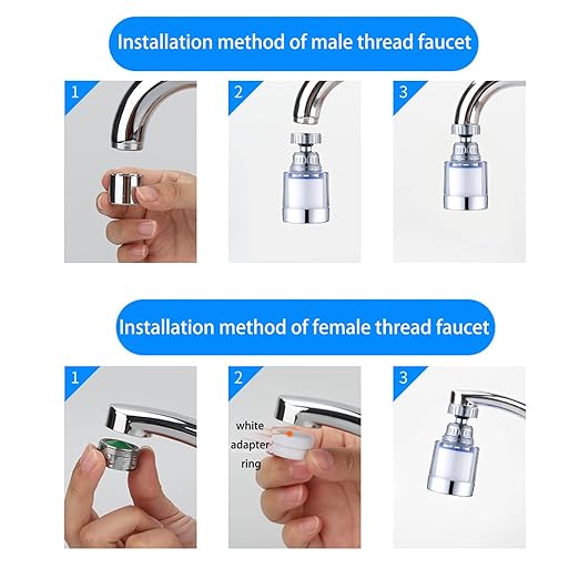 360-Degree Rotating Faucet Filter Sink Water Faucet Filter Water Purifier Faucet Filter Purifier for Kitchen and Bathroom,Removes Heavy Metals and Hard Water(Blue)