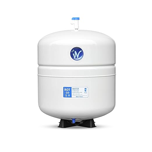 Pressurized Water Storage Tank - Reverse Osmosis Water Tank with Stainless Steel Connections and Ball Valve - Water Filtration System Storage Tank 10 Gal & appx. 6 Gal Usable Capacity (ROT-10-W)