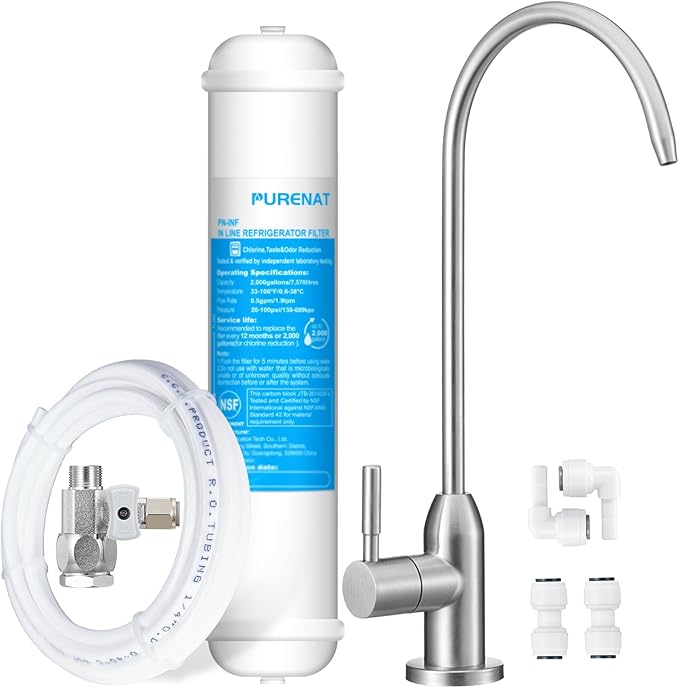 Under Sink Water Filter - Water Filter kit for Home Bar and Bathroom,Highly Effective Reduces Chlorine,Bad Taste&Odor,Good Choice for a Countertop Ice Maker,Coffee Maker and Skin Care