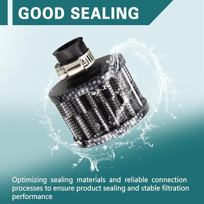 12mm Air Filter Intake Filter Breather, Valve Cover Breather, Mini Universal Motor Cone Cold Clean Air Intake Filter Turbo Vent Breather, Vehicle Engine Air Filters Suitable for Cars Motorcycles