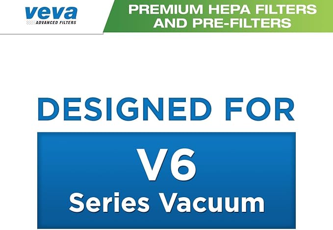 VEVA 6-Pack Premium Vacuum Filters Set - Compatible with Dyson V6 Absolute Vacuums, Part # 965661 & 966741-3 Pre-Filters & 3 HEPA Filters for Enhanced Air Quality & Suction Performance