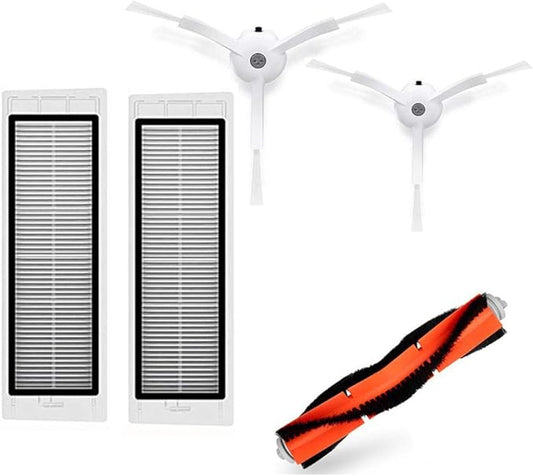 xcivi Replacement Parts Kit HEPA Filters, Side Brushes and Rolling Brush Compatible with Xiaomi MiJia1 1S Roborock Xiaowa S50 S51 S55 S5 E20 E25 C10 T6 T60 T65 Robot Vacuum Cleaner (5)
