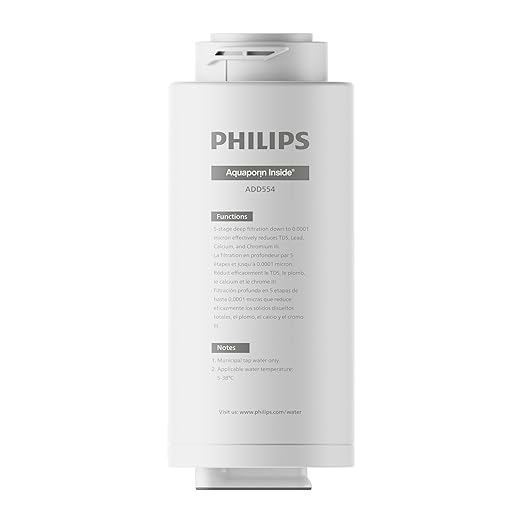 PHILIPS RO Water Filter ADD554, 5-in-1 Reverse Osmosis Water Filter with Aquaporin Technology, for PHILIPS ADD5930BK/37 Countertop Water Dispenser, NSF/ANSI Certified, 1 Year Lifetime