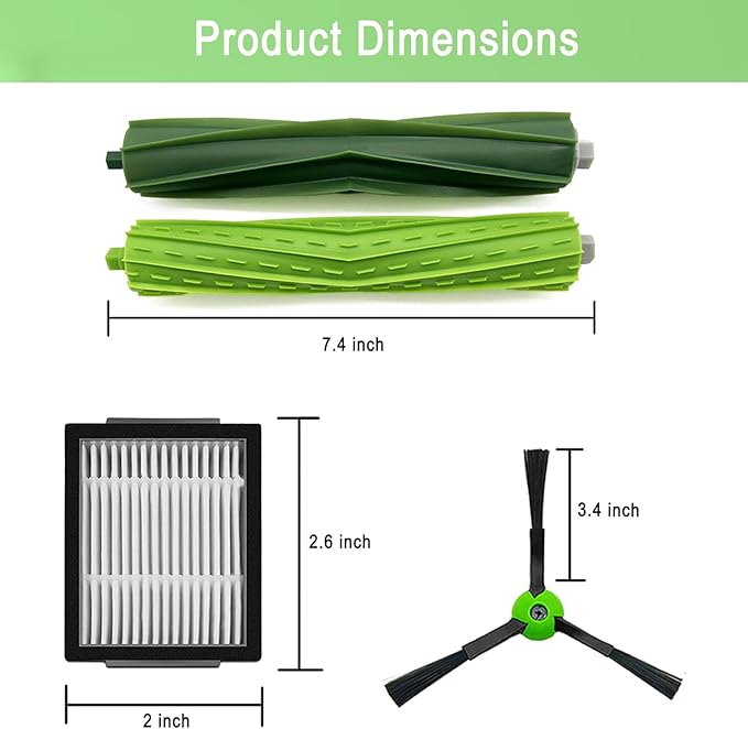 Replacement Parts for iRobot Roomba E5 E6 E7 i2 i3 i3+i4 i4+ i5 i5+ i6 i6+ i7 i7+ i8 i8+/Plus i1 E i j Series Robot Vacuum,1 sets of multi-surface roller brushes 4 filters 4 side brushes