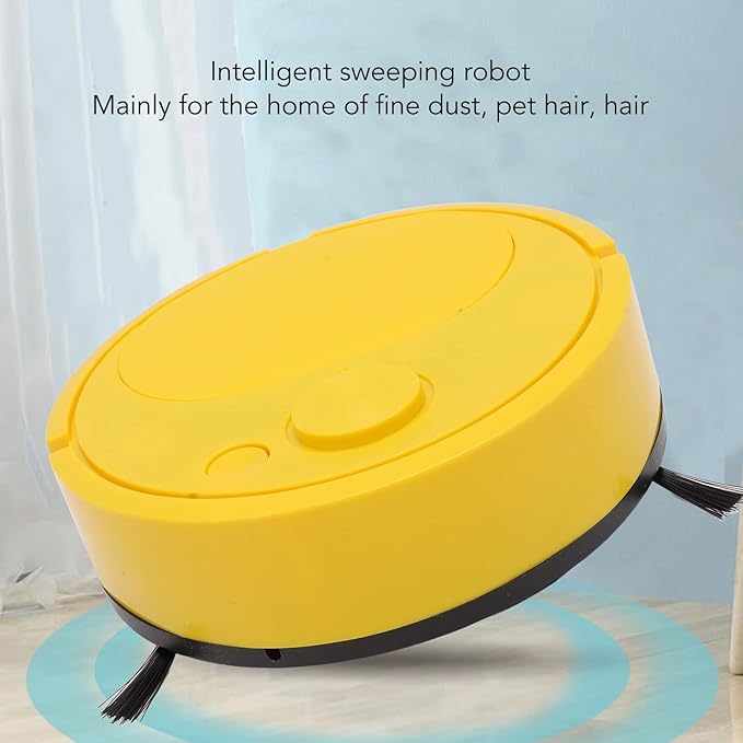 Fdit Robot Vacuum Cleaner, Mini Automatic Avoidance USB Charging Smart Sweeping Robot for Wooden Flooring for Carpet (Yellow)