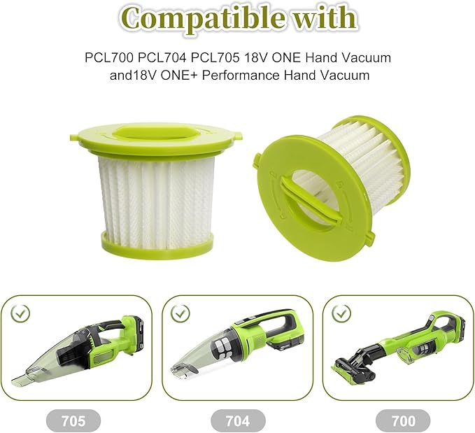 4 Pack Replacement Filter Compatible with Ryobi ONE+ 18V Handheld Vacuum Models PCL700 PCL704 PCL705 Part # A32F05N A32HF00 Reusable Filter Set