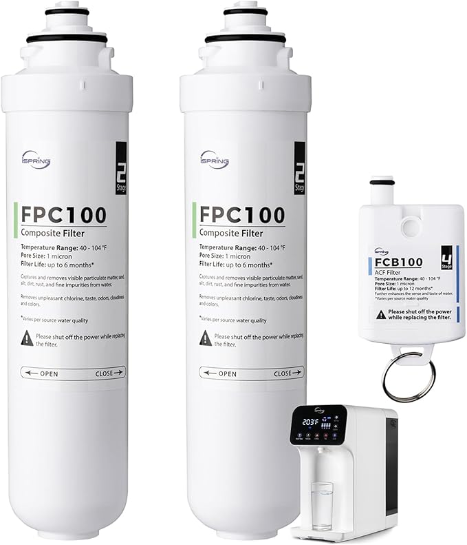 iSpring F3RCD100 1-Year Replacement Filter Pack for RCD100 RO System Countertop, Includes FPC100 x2, FCB100 x1, 3 Pieces