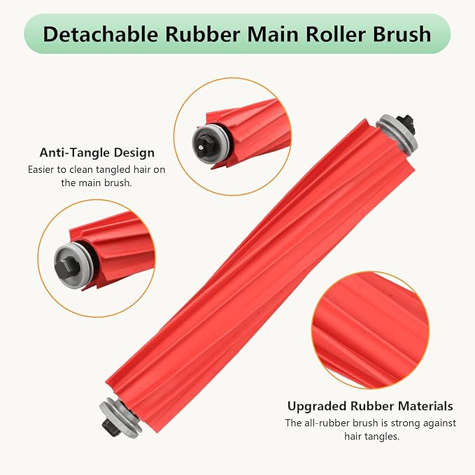Replacement Parts Fit For Roborock Q7 Q7+ Q7 Max Q7 Max+ Plus Robot Vacuum Cleaner Accessories Kits. Rubber Main Roller Brush, HEPA Washable Filter, Side Brush, Reusable Robotic Vacuum Cleaner Parts.