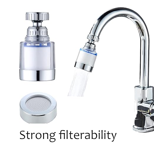 360-Degree Rotating Faucet Filter Sink Water Faucet Filter Water Purifier Faucet Filter Purifier for Kitchen and Bathroom,Removes Heavy Metals and Hard Water(Blue)