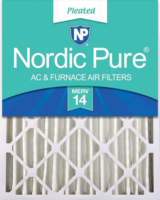 Nordic Pure 20x25x4 (Actual Size: 19 1/2 x 24 1/2 x 3 5/8) Pleated MERV 14 Air Filter 1 Pack