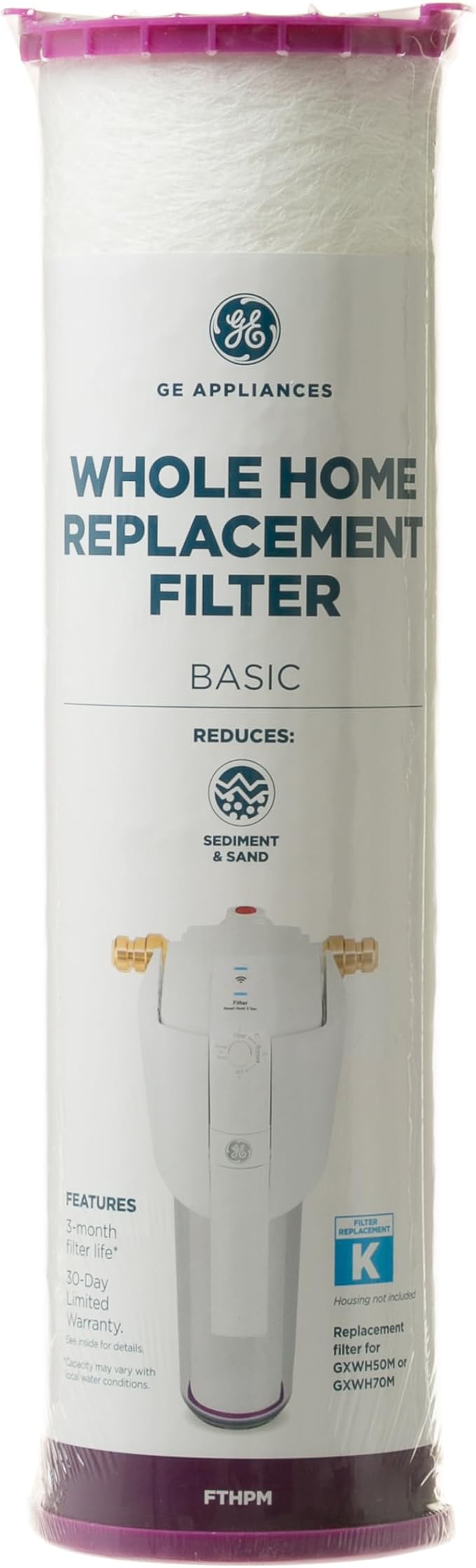 GE FTHPM Whole House Water Filter, Replacement for Water Filtration System, NSF Certified: Reduces Sediment, Rust & Other Impurities from Water, Replace Every 3 Months for Best Results, 1 Filter