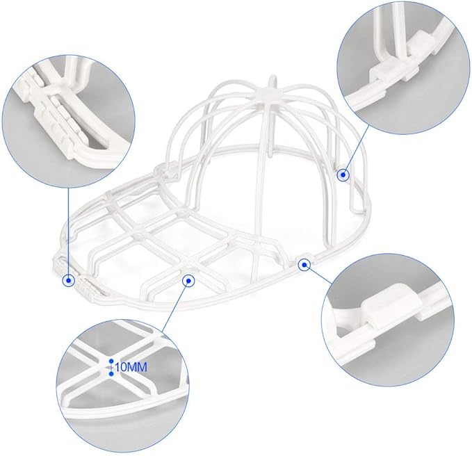 Hat Washer Cage for Washing Machine – Baseball Cap Cleaner Rack for Washer & Dishwasher, Structured Cap Shaper & Protector for Hats – 2 Packs (No Assembly)