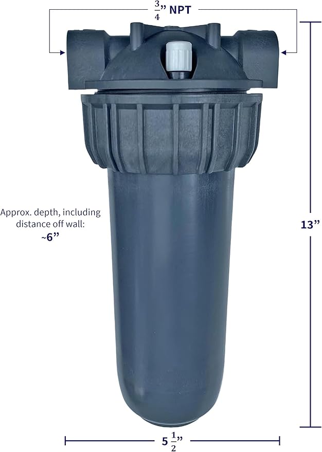 KleenWater Hot Water Filter (1), Mounting Bracket (1), High Temp Cartridges, 5 Micron (3), Spare O-ring (1), Filter Wrench (1)