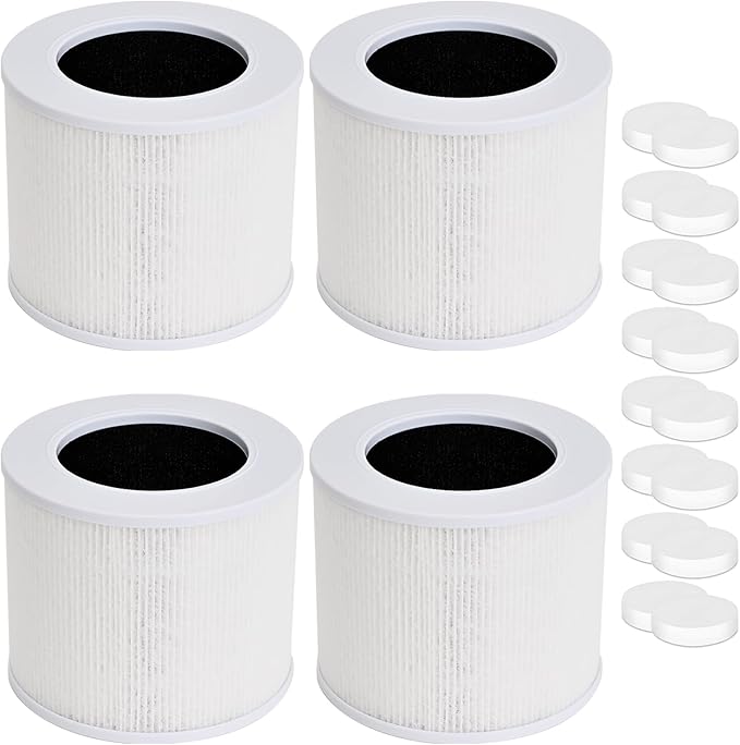 4 Pack Core Mini Filter H13 True HEPA Filters Replacement for LEVOIT Core Mini Core Mini-P Air Purifier,3-in-1 H13 True Filter Replacement,High-Efficiency Activated Carbon,Replace Part Core Mini-RF