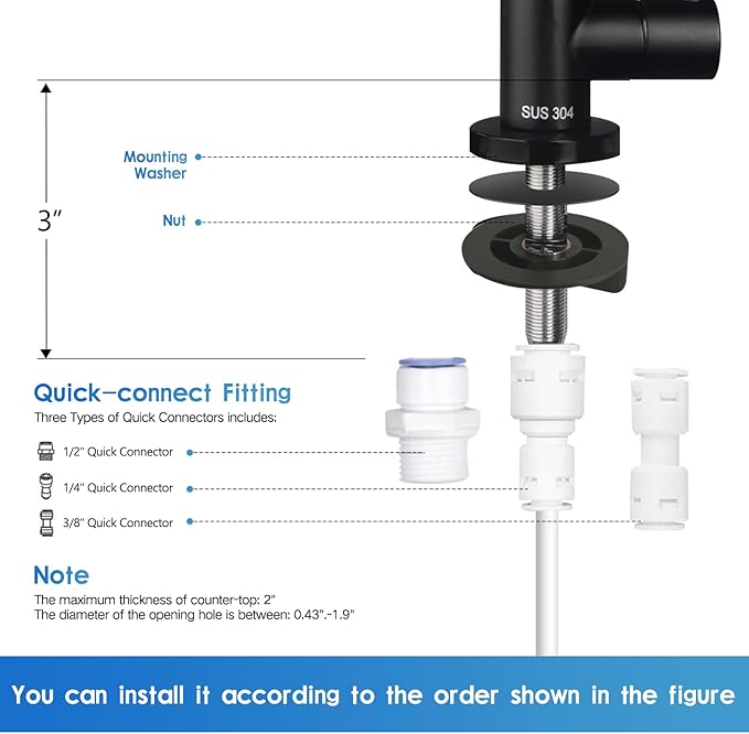 Drinking Water Faucet, Lead-Free Kitchen Water Filter Faucet for Reverse Osmosis or Water Filtration System, RO Faucet, Brushed Nickel (Black Lacquer Finish)