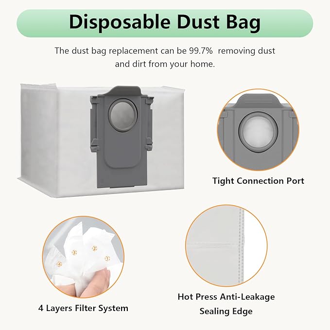 Replacement Parts Fit For Roborock Q5 Pro Q5 Pro+(Plus) Q8 Max Q8 Max+(Plus) Robot Vacuum Cleaner Accessories Kits. Dual Main Roller Brush, HEPA Washable Filter, Dust Bag, Mop Cloth,Side Brush,Robotic