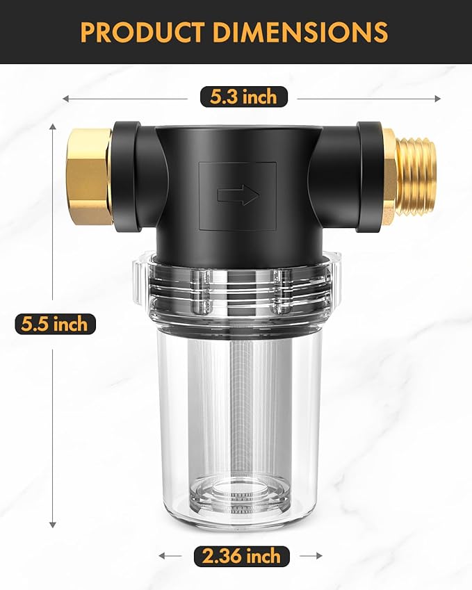 Twinkle Star 2 Pcs Hose Filter, Attachment Line Garden Hose Water Filter with 100 Mesh and 40 Mesh Screen, Garden Hose Filter Pressure Washer Inlet for RV Camping Car Wash Water Hose