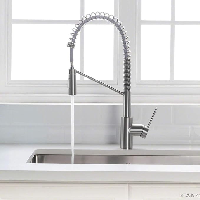 KRAUS Oletto Commercial Style Single Handle Pull Down Kitchen Faucet with QuickDock Top Mount Installation Assembly in Chrome, KPF-2631CH