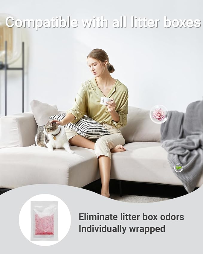 16 Packs Cat Litter Box Deodorizer Refills Compatible with Whisker OdorTrap Pod Accessories Filter, Eliminates Odors, Litter Box Odor Eliminator (Rose Scent)
