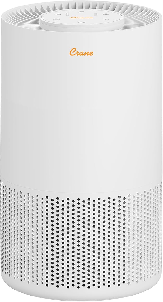 Crane True HEPA Air Purifiers for Home, Up To 250 Sq Ft, Air Purifiers For Bedroom, and Office, Removes Dust, Smoke, Pet Dander, and Allergens, Purifier HEPA with Sleep Timer, Child Lock, Aroma Tray