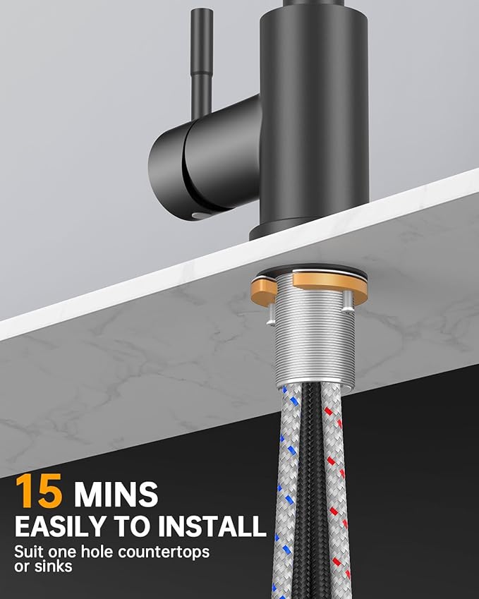 Kitchen Faucet with Pull Down Sprayer, High Arc Single Handle Kitchen Sink Faucet for Pot Filler, Single Hole Single Handle Stainless Steel Bar Sink Faucets