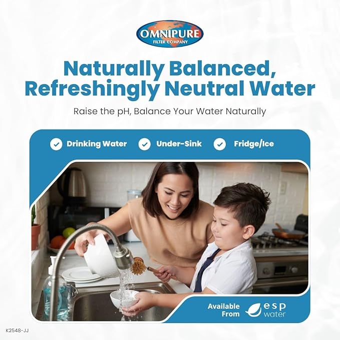 Omnipure K2548 Inline Calcite pH Neutralizing Remineralization Water Filter for Reverse Osmosis 2 x 10 Inches (K2548-JJ)