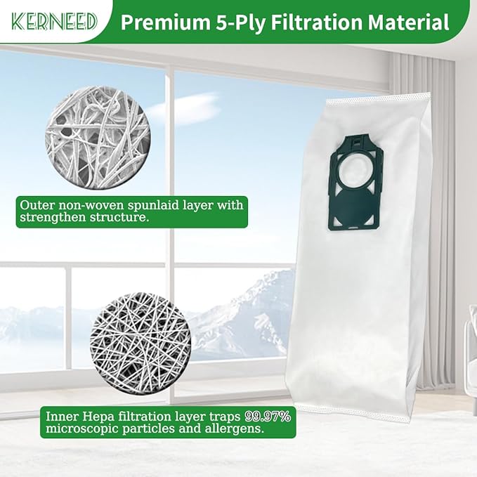 7 Pack Replacement HEPA RLH-6 Vacuum Bags for Riccar SupraLite R10S R10D R10O R10SAND Simplicity Freedom R10S R10D S10P S10SAND Upright Vacuums Cleaner Filter #Part RLH6 SLH6