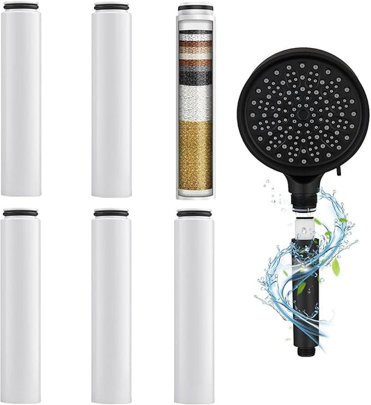 Shower Filter Cartridges Compatible with Cobbe, Water Softener Filters Beads, Eliminates Chlorine & Prevents Dry, Itchy Skin (6 count)