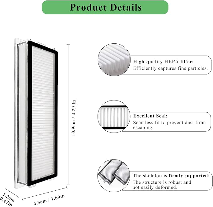 4 Pack Replacement HEPA Filters Compatible with Roborock Qrevo Master, Qrevo Slim,Saros Z70 Robot Vacuum Cleaner, Washable High-Efficiency Vacuum Filters Accessories