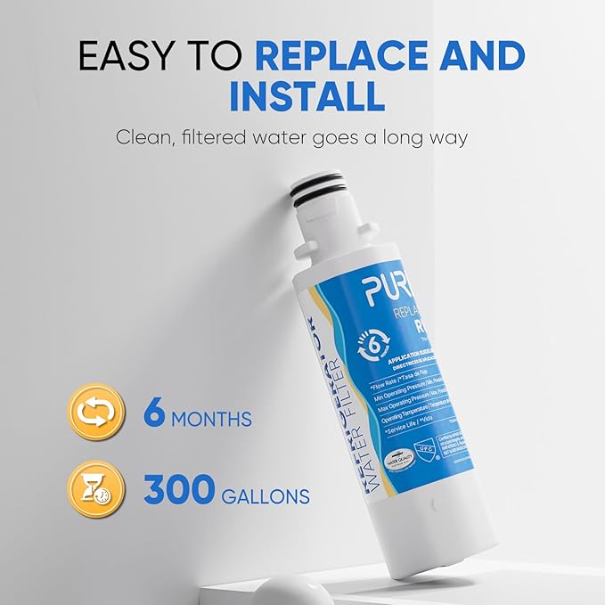 PUREPLUS ADQ747935 Replacement for LG LT1000P, Kenmore Elite 9980, LT1000, LT1000PC, MDJ64844601, ADQ74793501, LT120F Refrigerator Water and Air Filter Combo, Model: RWF4700AC, 4Pack