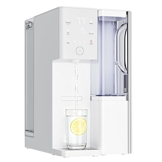 Reverse Osmosis Water Filter Countertop with Instant Hot Water, 4:1 Pure to Drain Ratio, TDS & Filter Life & Autofill Pitcher, 4 Temperature Settings (59℉-197℉), No Installation for Home/RV/Office