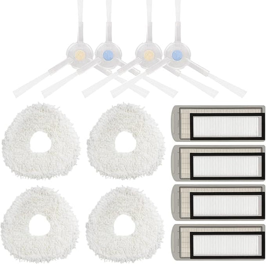 Replacement Parts Compatible for NARWAL T10 J1 J2 Robot Vacuum Cleaner Accessories Kit, 4 Filter 4 Mop Pads 2 Pairs Side Brush