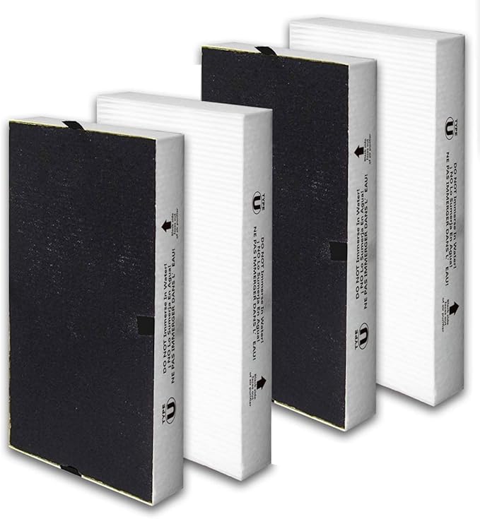 Flintar Replacement Filter U, Compatible with Honeywell HEPAClean U Filter HRF201B and Febreze FRF102B, Fits HW HHT270, HHT290 and Febreze FHT170, FHT180, FHT190, 4-Pack