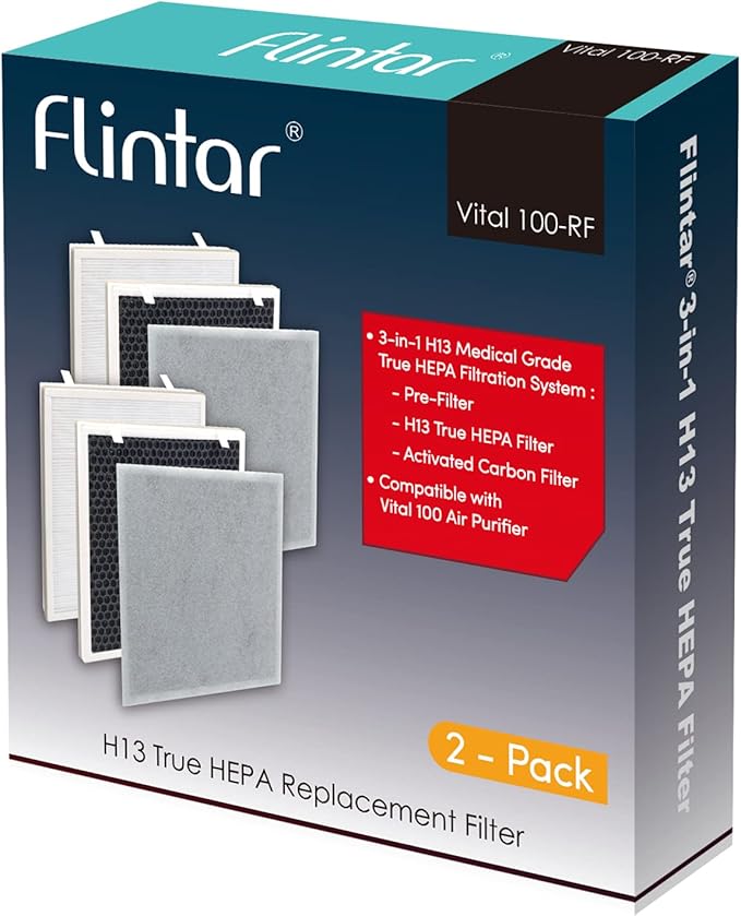 Flintar Vital 100 Replacement Filter, Compatible with Levoit Vital 100 Air Purifier, Part Number Vital 100-RF, 2-Pack
