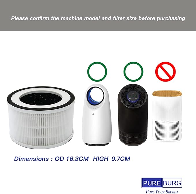 PUREBURG Replacement Filter Compatible with Afloia Fillo Halo Allo Air Purifiers & Mooka Allo Air Purifier,2-Pack H13 HEPA 4-Stage Filtration Activated Carbon