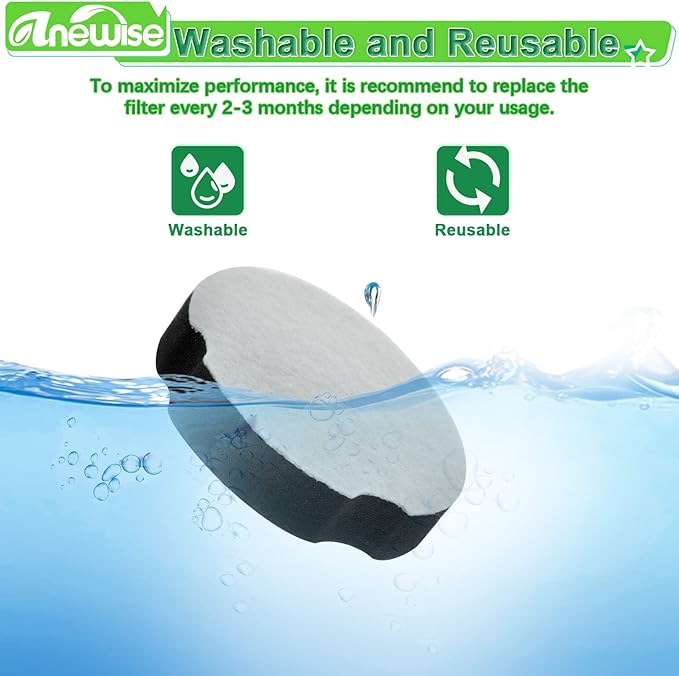 6 Pack Filter Replacement for Bissell Cleanview Compact Turbo 3508 3437F Powerforce Compact Lightweight Upright 2112 1520 for Bissel Turbo Bagless 2690 Vacuum, Parts #1604896/160-4896