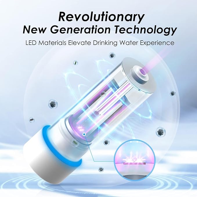 Waterdrop LED UV Ultraviolet Water Filter for Under Sink Water Filter and Reverse Osmosis System, Reduce up to 99.9% of Harmful Substances, Mercury-Free, FCC Certified, Stainless Steel, 50 Year Life
