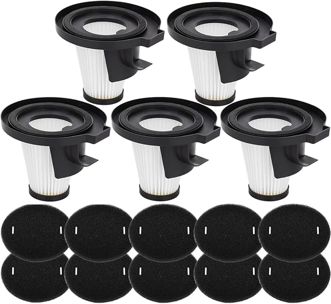 Replacement Filters for Ionvac ZipVac 3-in-1 Corded Upright/Handheld Floor and Carpet Vacuum Cleaner Models 8842, Ionvac Replacement Parts 5 Filters & 10 Foam Filters