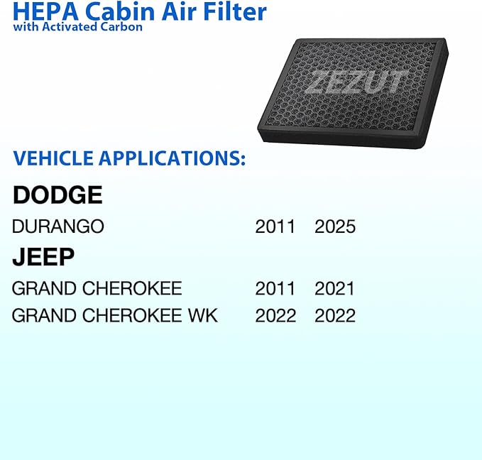 Cabin Air Filter, for 2011-2025 Dodge Durango and 2011-2021 Jeep Grand Cherokee (CF11183)