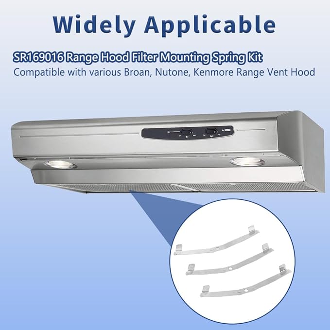 SR169016 Range Hood Filter Mounting Spring Kit Fit for Broan, Nutone, Kenmore Vent Hood - Replaces AP3380265, 1173049, R169001, 3 Pack